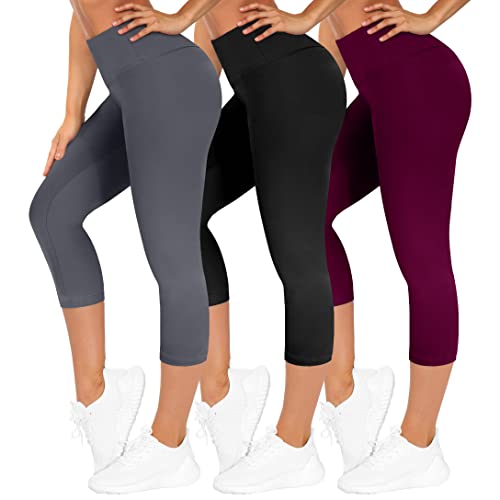 TNNZEET 3er Pack Capri Leggings Damen 3/4 für Sport, 7/8 Leggins High...