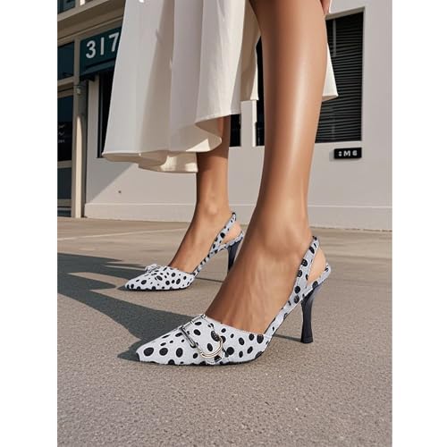 Image of QIV Leopard Kitten Heels Pointed Toe Slingback Heels for Women Closed Toe Pumps with Buckle