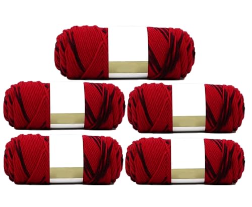 Image of Red Black Soft Cotton Crochet Yarn 500g /1.1lb - Rainbow Gradient Knitting Cotton for DIY Sweater, Bag, Hat, Scarf - Worsted Super Soft Warm Hand Knit Yarn