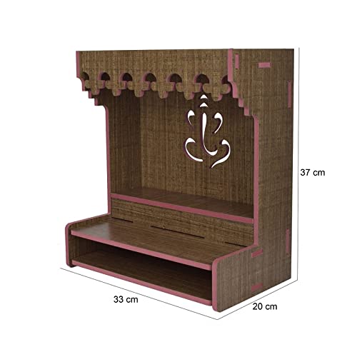 CrazyInk Handmade Beautiful Wooden Temple/Puja Mandir/Wall Hanging and Table Top Home Mandir Temple/Home Decor Beautiful Wooden Temple with LED Light-528 3