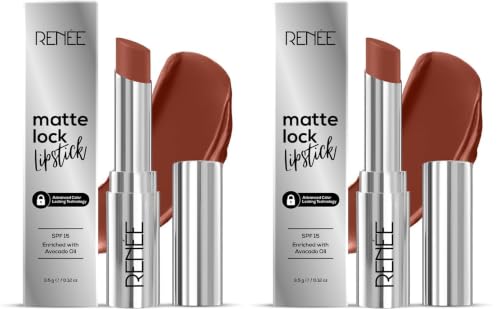 Image of RENEE Matte Lock Lipstick - Soul, Moisturizing, Long Lasting & Weightless Formula, Intense Color Pay Off with Ultra-Matte Finish, Enriched with Avocado oil, Vitamin E, D & Beta-Carotene, 3.5 Gm