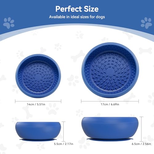 CNMSGM Slow Feeder Dog Bowl, BPA-Free Silicone Lick Mat for Small and Medium Dogs, Non-Slip & Dishwasher Safe(Blue-Large) by CNMSGM - Image 5