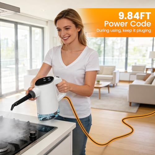 Handheld Steam Cleaner, Multi-Surface Steam Cleaner with Safety Lock, Adjustable Portable Steamer Cleaning with 11pcs Accessories for Home,Floor,Grout, Car, Couch,Furniture by Granarbol - Used condition - Image 8