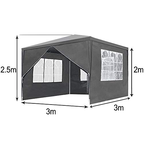 XMTECH Partyzelt Pavillon, Anthrazit/weiß Festzelt Gartenpavillon Gartenzelt Gartenzelt PE Plane für Party, Hochzeit, kommerzielle Aktivitäten – Bild 3