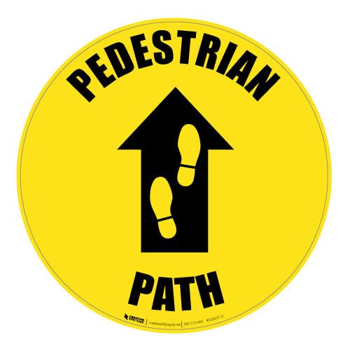 Creative Safety Suppy Pedestrian Path Floor Sign (16in x 16in) - Self-Adhesive, Industrial Grade Vinyl