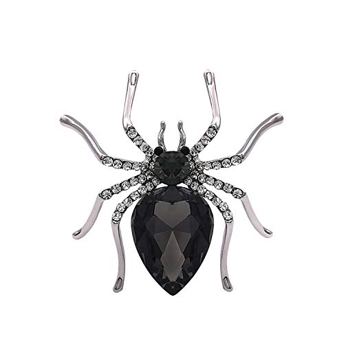 Yoqucol Halloween Spider Shape Brooch Pins Silver Tone Black Rhinestone Zirconia Crystal Spider Brooch For Women Girls #TOP26