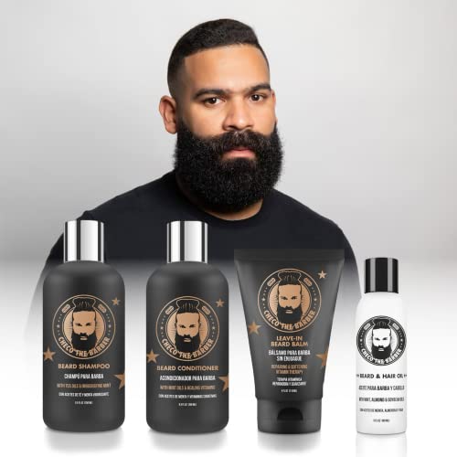 Checo The Barber Beard Kit, Beard Grooming Kit With Beard Shampoo, Beard Conditioner, Beard And Hair Oil, Beard Balm, Beard Care Kit For Men, Unique Premium Set #TOP6