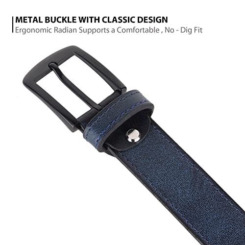 Image of Genuine Leather Belt for Formal, Casual & Jeans Wear, belt for Mens /Boys. Color - Tan /Blue||CSBL-06||