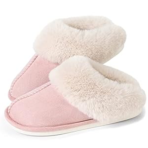 JANERIW Womens Slippers Cozy Warm Winter Slip On House Shoes Fluffy Soft Memory Foam Comfy Faux Fur Plush Anti-Skid Indoor/Outdoor