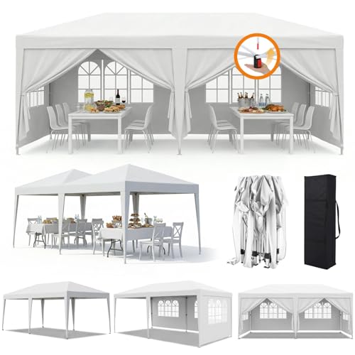 EDWINENE 10x20 Pop Up Canopy Tent with 6 Removable...