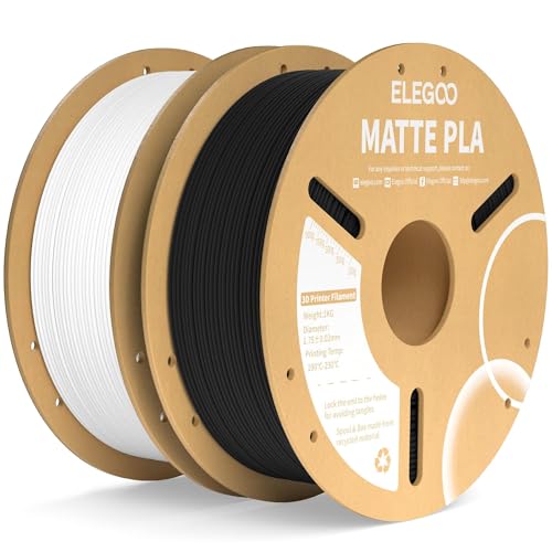 Image of ELEGOO Matte PLA Filament Black & White 2KG, 1.75mm 3D Printer Filament Dimensional Accuracy + /- 0.02mm, 2pcs 1kg Carboard Spool (2.2lbs) Fits for Most FDM 3D Printers