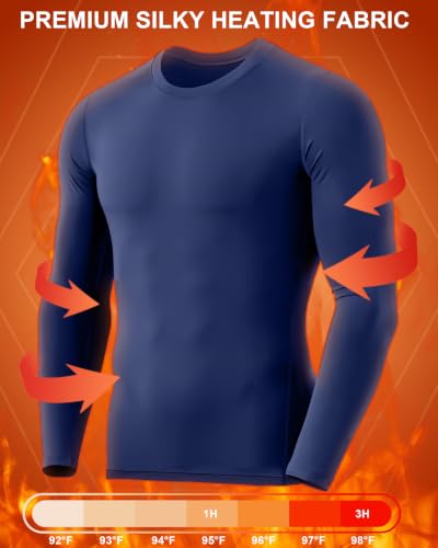 RIKUAOU Men's Thermal Compression Shirts, Long Sleeve Fleece Lined Cold - image 3