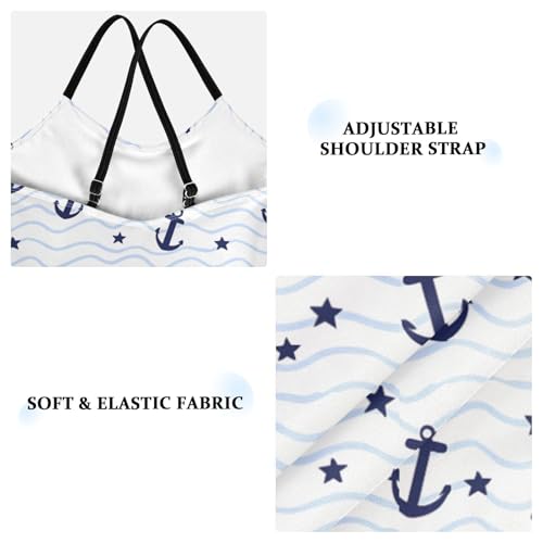 Blue Star Anchor Girls One Piece Swimsuits Summer Quick Dry Beach Bathing Suit4