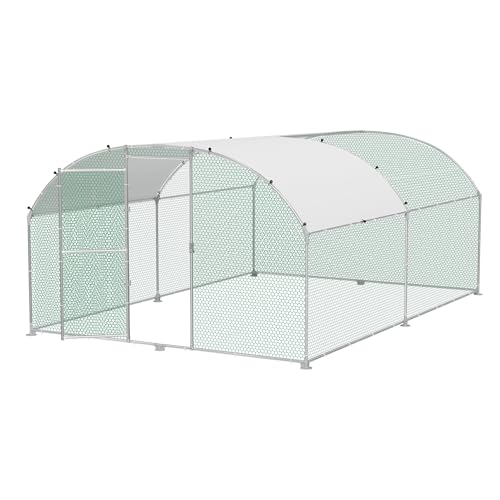 VA-Cerulean Hühnerstall Freilaufgehege 3x4x2m Verzinkter Stahlrahmen Geflügelstall Hühnerhaus Bogenform Design mit Sonnenschutzdach Outdoor Hühnerkäfig Voliere für Hühner Enten Kleintiere