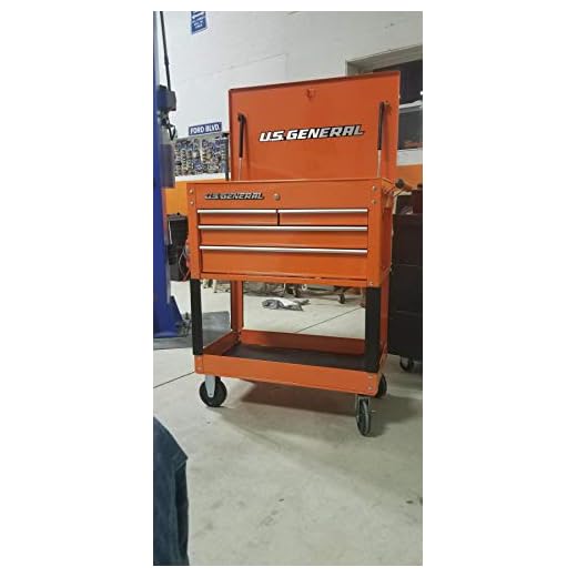 HFT Roller Cart Tool Cabinet Storage Chest Box Glossy 4 Drawer 580 Lb. Capacity - Orange