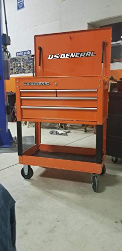 HFT Roller Cart Tool Cabinet Storage Chest Box Glossy 4 Drawer 580 Lb. Capacity - Orange