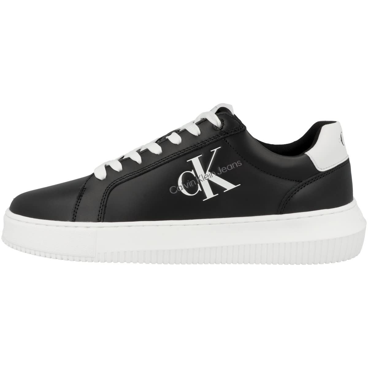 Calvin Klein Jeans Sneakers Suola Grossa Uomo Chunky Cupsole Monologo Scarpe, Nero (Black/White), 44 Eu-image