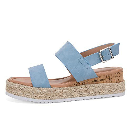 Laicigo Womens Platform Espadrilles Ankle Buckle Strappy Flatform Open Toe Summer Wedge Sandals #TOP1