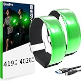 ランニングライト 充電式 長持ち 夜間スポーツ用 ジョギング ウォーキング LEDアームバント 安全確保 高輝度 ベルト 夜間の事故防止 回避 反射材 グマジックテープ 伸縮性あり 着用心地いい (グリーン2本セット)