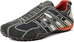 Geox Man Uomo Snake Sneakers, DK GREY/OFF WHITE, UK 10