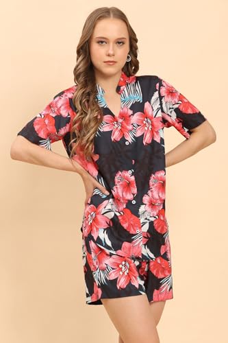 Image of Womens Printed Casual Shirts and Shorts Set 2-Piece Co Ord Set for Women Vacation Outfit