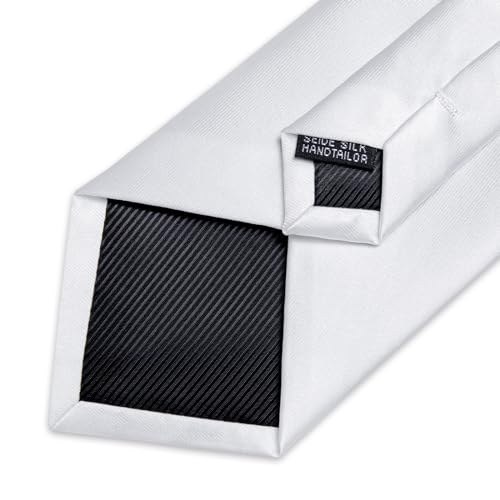 Image of DiBanGu Mens Silk Necktie Solid Color Tie and Pocket Square Cufflink Tie Clip Set Woven Plain Ties for Men Wedding Party