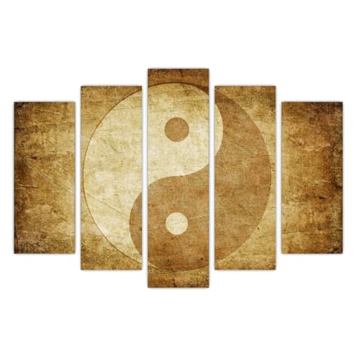 Affiches murales de salon vintage Ying Yang | Grand tableau de décoration 120x80