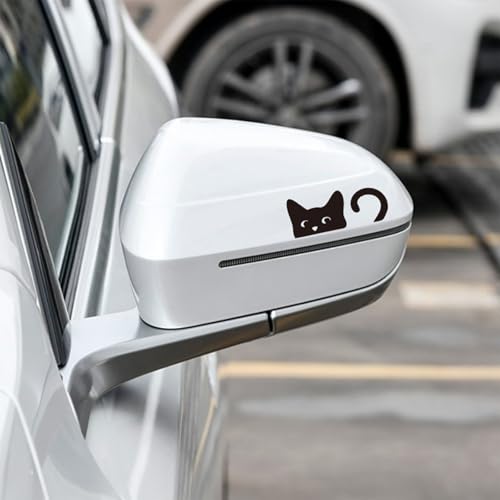 Image of Peeking Sneaky Cat Stickers, 1.7 inch Cute Black Cat Stickers, 4pcs Funny Car Decals, Waterproof Vinyl Stickers for Car Rearview Mirrors, Windows, Laptops