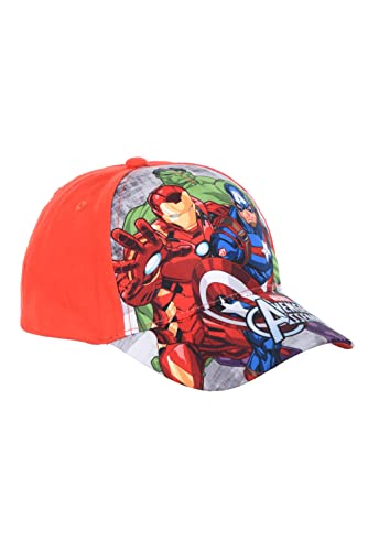 Marvel Avengers Gorro para Niños, Diseño Hulk Capitan America Iron Man Gorra de Verano Infantil, Regalo para Niños, Gorra Ajustable | Rojo