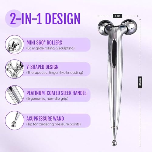 Image of Mini 3D Manual Roller Massager | 360 Rotating Face Lifting Tool | Facial Massager for Skin Tightening, Anti-Wrinkle & Slimming | Relaxation Face & Body Massage Roller