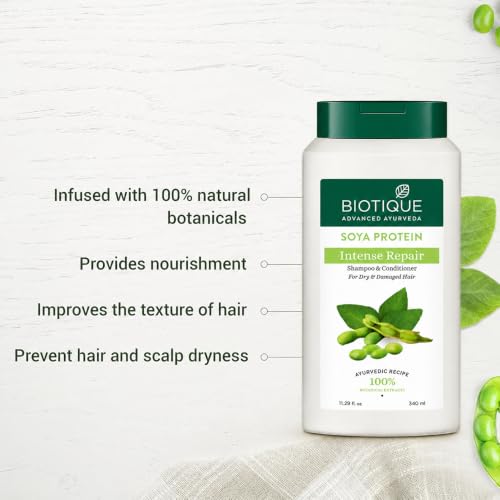 Image of Biotique Bio Soya Protein Fresh Nourishing Shampoo | Repairs Dry and Damaged Hair |Maintains pH Balance |Promotes Healthy Shiny Hair| Prevents Color Fading | All Skin Types | 340ml
