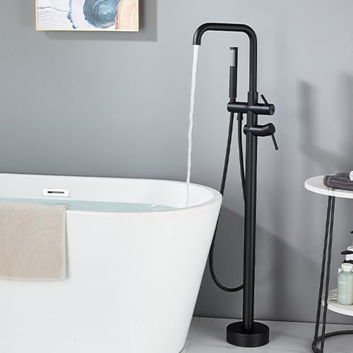 Robinet de salle de bains noir avec douche et tapis pour confort quotidien
