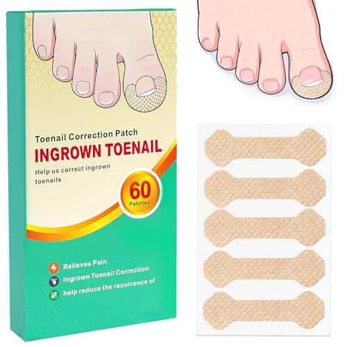 Ingrown Toenail Treatment, 60 Pcs Breathable Ingrown Toenail Strips, Painless Toenail Support Tool for At-Home Pedicure and Foot Care, Toenail Corrector Patch （60 Count (Pack of 1)）