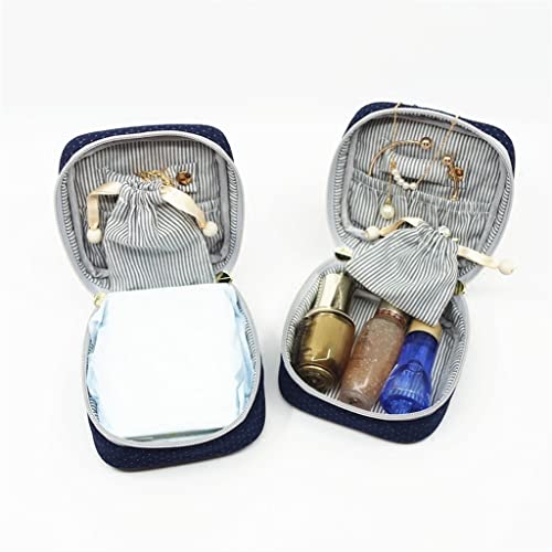 Caja de joyería bordada y portátil con gran capacidad de tela para organizar collares 3