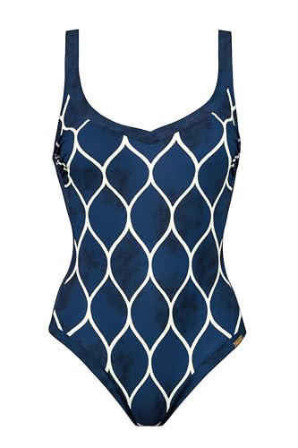 Charmline Damen mod.1437 Badeanzug (DE/NL/SE/PL, Körbchengröße & Bandgröße, 48, C, 154 Wave- Cream)