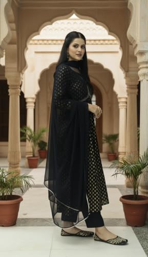 Image of Women Rayon Embroidered Kurta with Pant and Dupatta Set