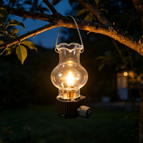 Linterna de gas retro para acampar con pantalla de cristal 4
