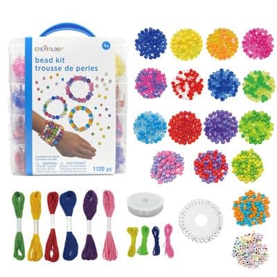 Rainbow Bead Kit Box by Creatology - Plastic Beads for Making Jewelry, Charms, Key Chains, Friendship Bracelets, and Arts & Crafts - 1 Pack