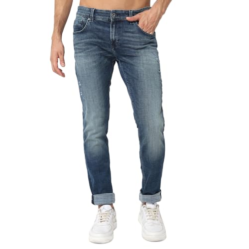 Image of Spykar Men's Kano Slim Fit Mid-Rise Jeans (Ankle Length)