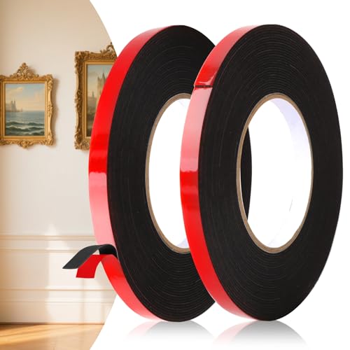 2 Cinta Doble Cara Extrafuerte 10mm×10m Adhesiva Cinta Doble Cara Espuma Acrílica Moldura Autoadhesiva Negra Impermeable Temperaturas Resistente Despegar Y Pegar para Decoración Automóvil Reparación