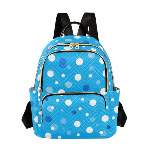 Sac à dos femme bleu à pois taille M pour l'école et le voyage décontracté