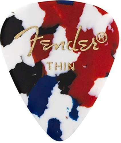 Image of Fender Classic Celluloid Guitar Picks 351 Shape, Guitar Accessories, Confetti, Thin, 12-Pack