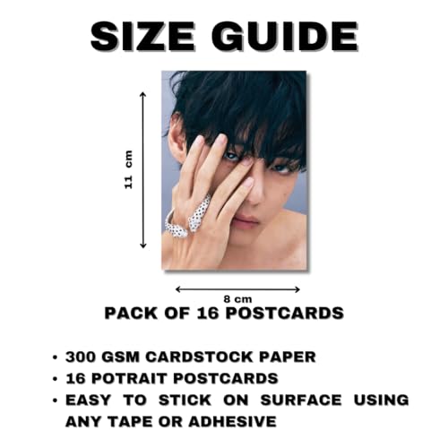 Image of The k-Fandom Store Bangtan V Photocards Pack of 16 (8 x 11 cm) | Taehyung Posters | Pinterest Wall Posters | K-Pop Posters | K-Pop | Wall Prints for Room | For Gifting | For Birthday (Pack of 16)