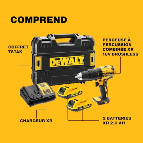 DEWALT Perceuse-visseuse à percussion XR 18V brushless DCD778D2T-QW