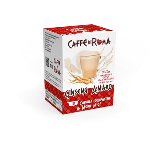 80 capsule CAFFE di ROMA GINSENG AMARO compatibile con Lavazza A Modo Mio - Bevande Solubili - 8 Astucci da 10 -