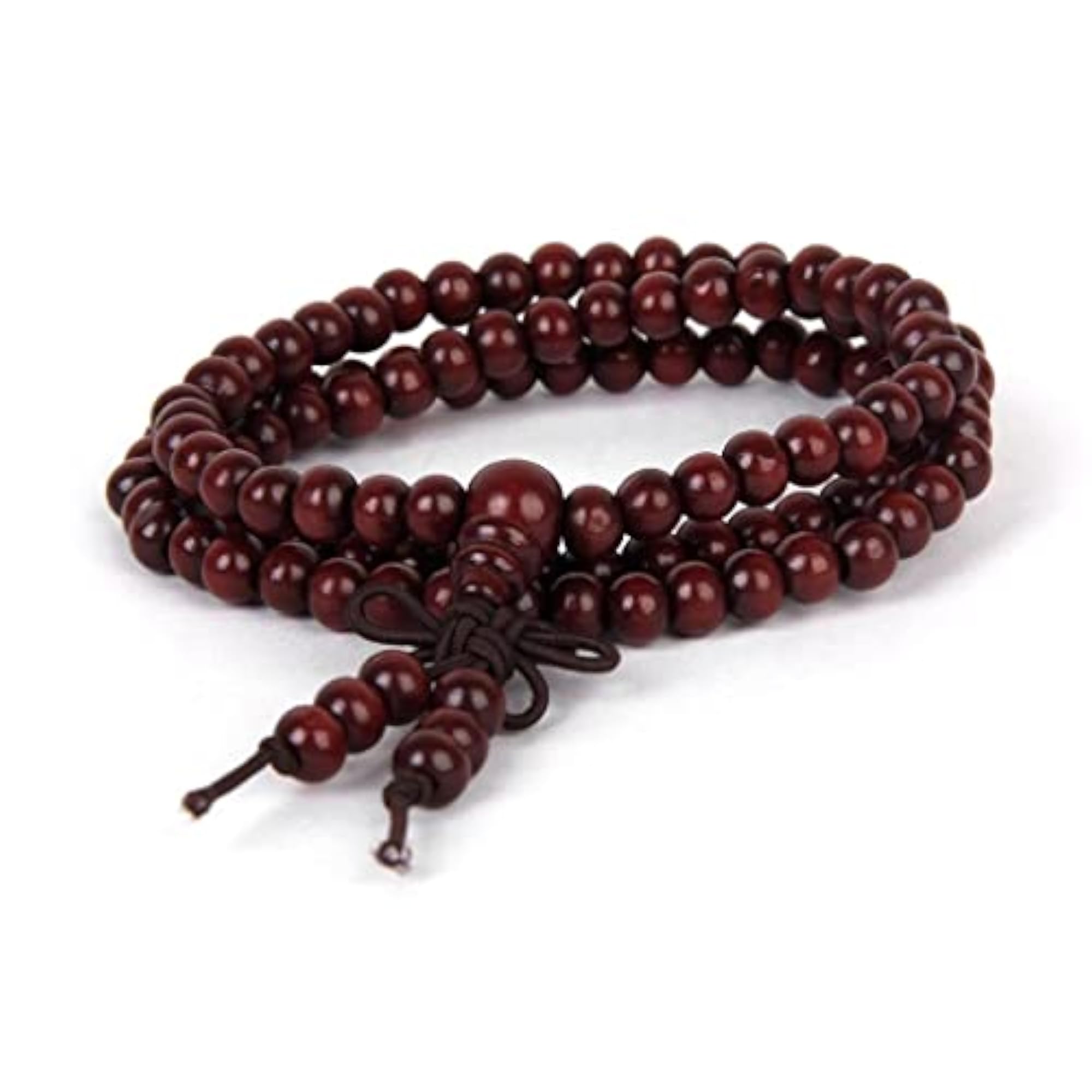 Wooden 6mm 108 Beads Prayer Stretch Buddhist Cuff Bracelet