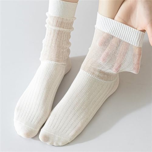 JSEIAJB Pile up Socks for Girls Lightweight Sports Thin Mid Tube Sweat Wicking Socks4