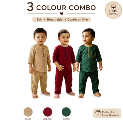 Image of Baby Boys Night Suit 3 /4 Sleeves Co-Ord Nightwear Set - Pure Cotton- Soft, Comfy & Perfect for Sleep Time
