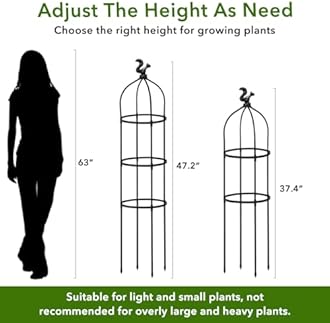 HASTHIP® 120CM Trellis for Climbing Plants, Adjustable Connectable Round Support Sticks for Clematis, Roses, Tomatoes, Ivy - Plastic Climber Support