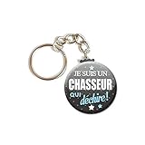  Porte Clés Chaînette 3,8 centimètre Je suis un Chasseur qui déchire Idée Cadeau Accessoire Anniversaire Noël Remerciement Fête Loisir